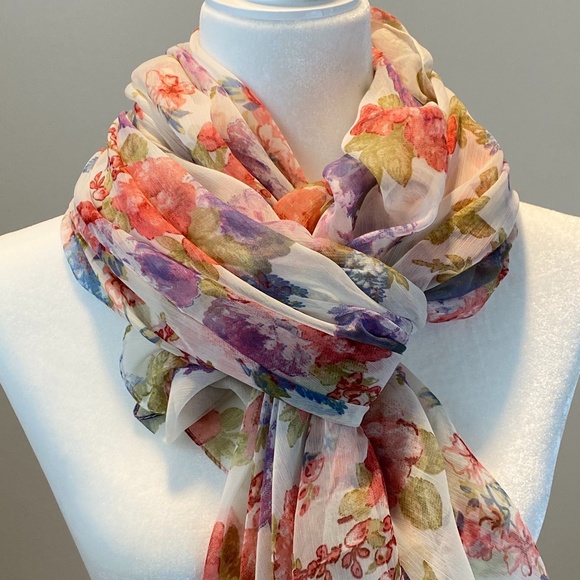 SOLD OUT! Betsey Johnson Sheer Floral Scarf Wrap - Picture 7 of 14